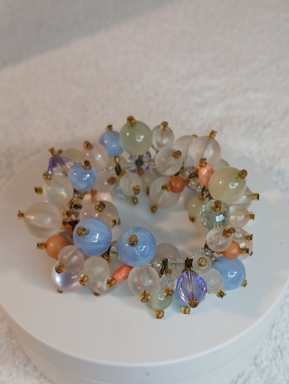 Handcrafted Pastel Bead Cluster Bracelet - Multi-Color
